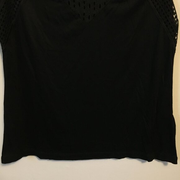 NWT H&M Black Lace Topped Crew Neck Cap SleeveTop - Picture 7 of 14